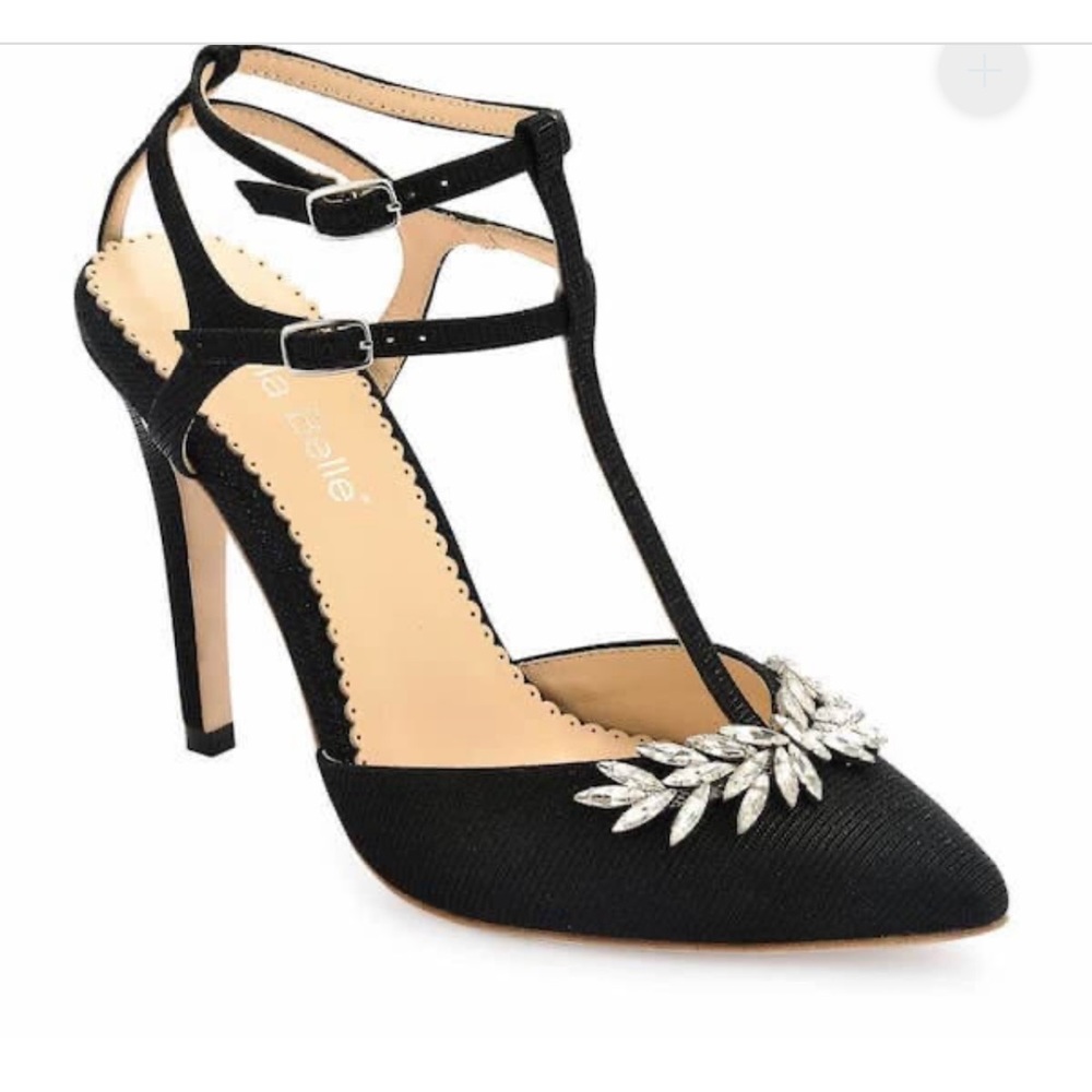 BELLA BELLE SHOES 36  US 6 Glittery Black W/RHINESTONES Beautiful And Elegant